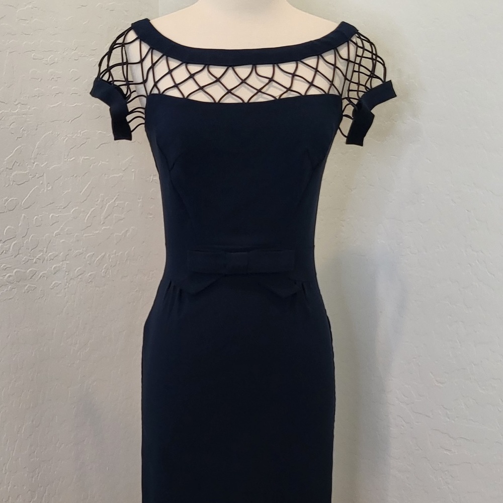 Tatyana Dark Blue Fitted Midi Dress